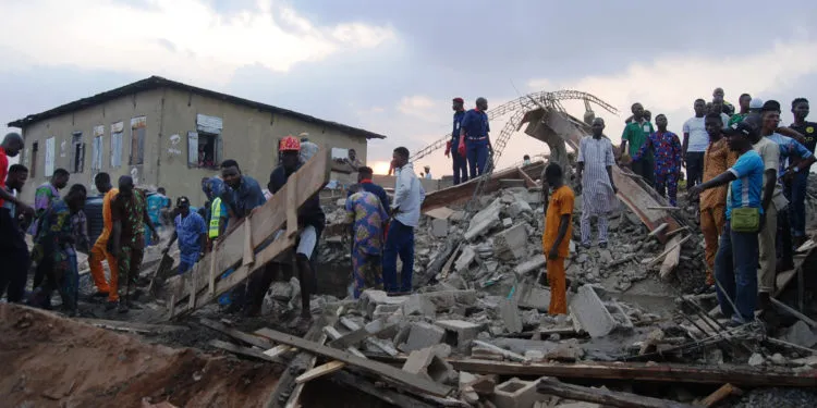 Scores feared dead as 2 storey building collapses in Lagos Scores feared dead as 2 storey building collapses in Lagos