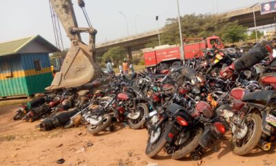  Wike s FCTA crushes 601 seized motorcycles in Abuja 