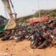  Wike s FCTA crushes 601 seized motorcycles in Abuja 