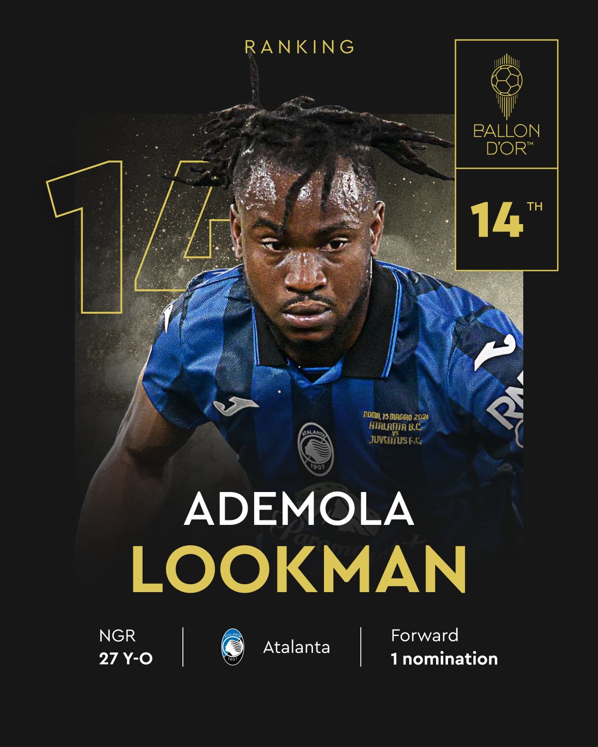 Ademola Lookman ranks 14th in 2024 men s Ballon d 8217 Or Ademola Lookman ranks 14th in 2024 men s Ballon d Or