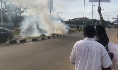  JUST IN Police disperse FearlessInOctober protesters with tear gas in Abuja 