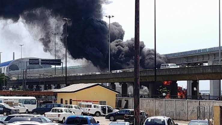 Panic as fire guts Lagos Blue Line track Panic as fire guts Lagos Blue Line track