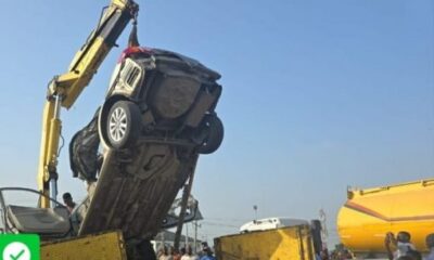  LASTMA others rescue driver trapped under 40ft container 