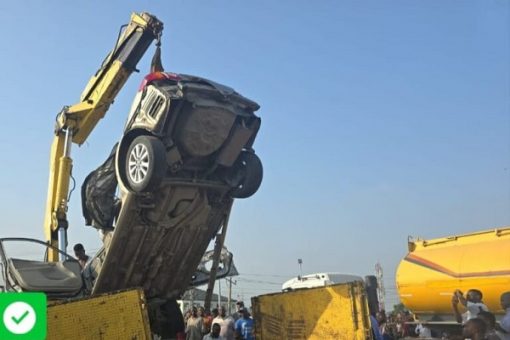 LASTMA others rescue driver trapped under 40ft container LASTMA others rescue driver trapped under 40ft container