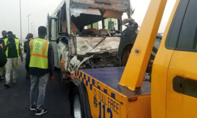  4 cheat death as buses collide on Lagos Third Mainland Bridge 