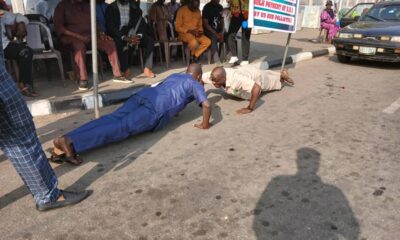  Retired military personnel protest over unpaid entitlements block finance ministry 