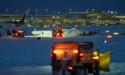  Delta plane flips upside down after crash landing at Toronto airport 