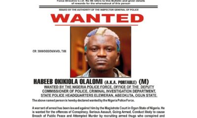  JUST IN Police declare singer Portable wanted 