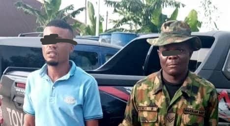 Police nab Nigerian soldier civilian over alleged involvement in vehicle theft Police nab Nigerian soldier civilian over alleged involvement in vehicle theft