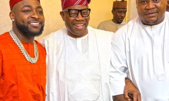  Davido Cubana Chiefpriest pay courtesy visit to Akpabio in Abuja 