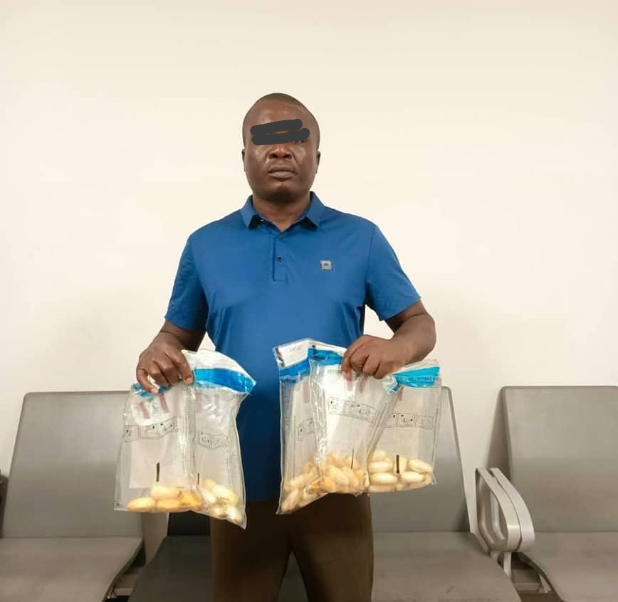 NDLEA nabs Iran bound businessman for reportedly swallowing 53 cocaine pellets NDLEA nabs Iran bound businessman for reportedly swallowing 53 cocaine pellets