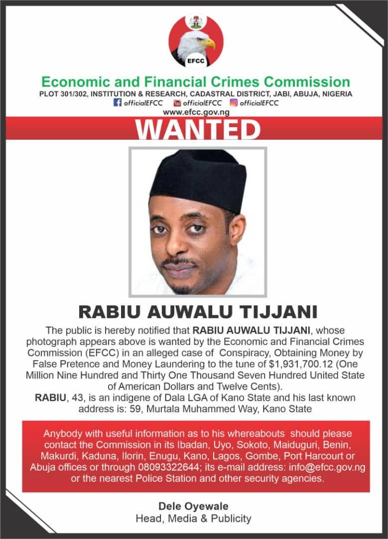  EFCC declares Kano man wanted over alleged 1 9m fraud 