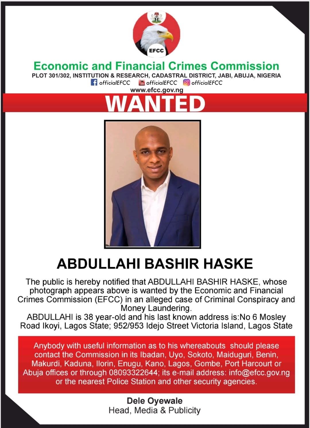  JUST IN EFCC launches manhunt for Atiku s son in law over alleged money laundering 