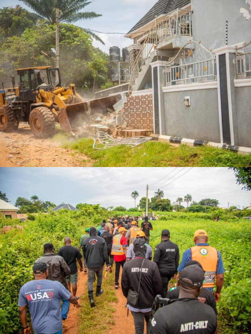 Cultism Edo govt demolishes houses in Auchi South Ibie arrests 20 suspects Cultism Edo govt demolishes houses in Auchi South Ibie arrests 20 suspects