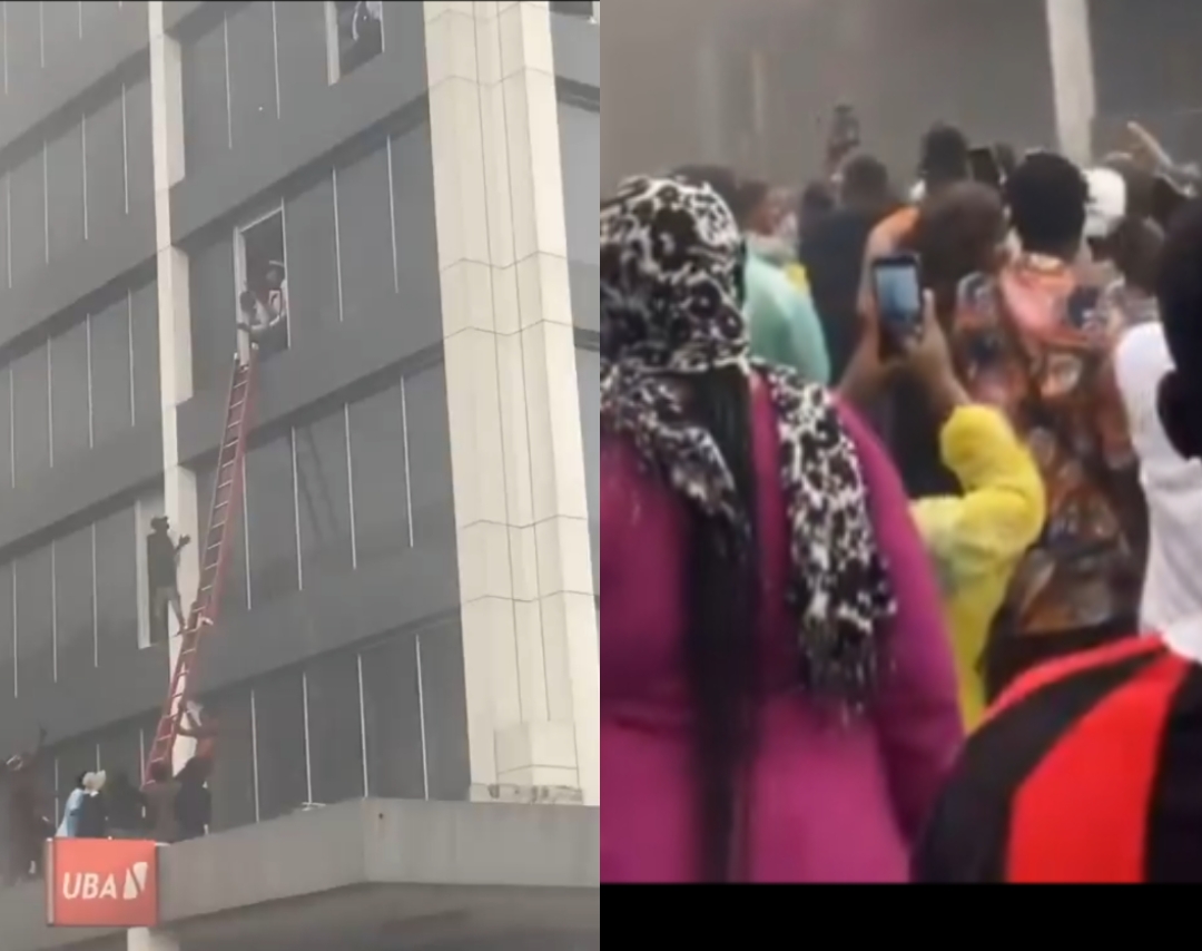  JUST IN Staff jump from storey building as fire breaks out at UBA Lagos Island branch 